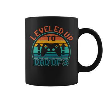 Leveled Up To Dad Of 3 Funny Gaming Daddy Again Vintage V2 Coffee Mug - Seseable