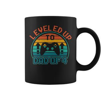 Leveled Up To Dad Of 4 Funny Gaming Daddy Again Vintage Coffee Mug - Seseable