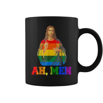 Lgbt Christian Ah Men Gay Pride Rainbow Flag Jesus Lover Coffee Mug | Mazezy CA
