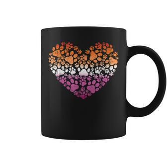 Lgbt-Q Dog Paw Print Lesbian Pride Rainbow Heart Men Women Coffee Mug - Thegiftio UK