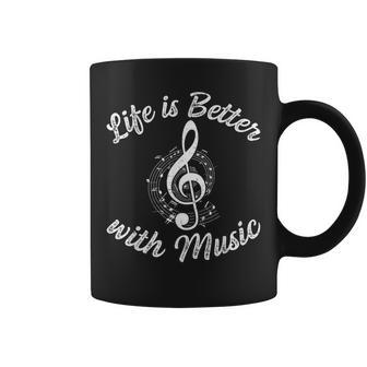 Life Is Better With Music Notes N Girl Women Musician Coffee Mug - Seseable