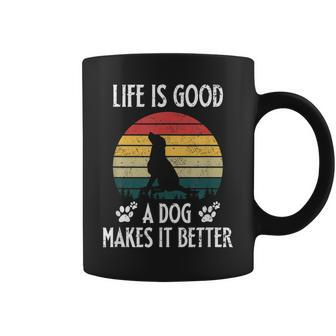 Life Is Really Good Dog Makes Better Mom Dad Dog Lover Paw Coffee Mug | Mazezy