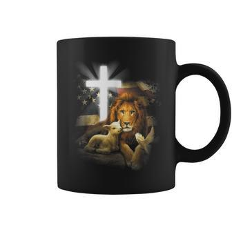 Lion And Lamb Cross Jesus Christ Coffee Mug - Seseable