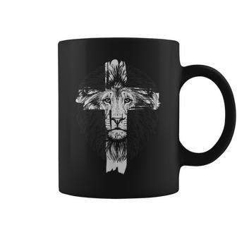 Lion Cross God Christian Religion Lions Christian Coffee Mug - Seseable