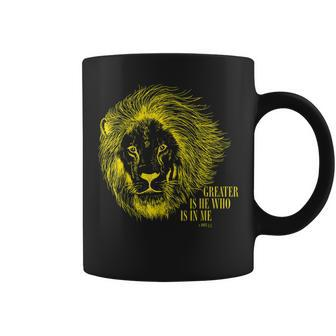Lion Of Judah Greater Is He Christian For Men Bible Coffee Mug - Seseable