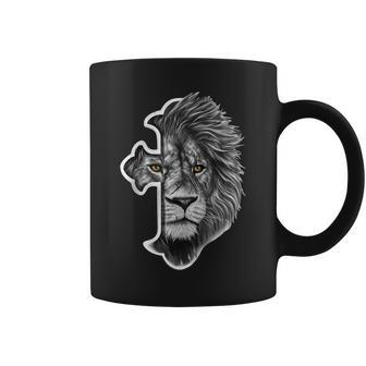 Lion Of Judah Lion Cross Jesus Christian Coffee Mug - Seseable