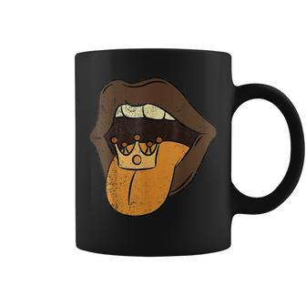 Lips With Tongue Out Black History Month Afro Frican Pride Coffee Mug - Seseable