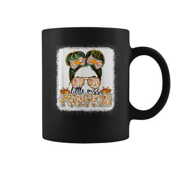 Little Miss Pumpkin Messy Bun Girl Fall Thanksgiving Coffee Mug - Thegiftio UK