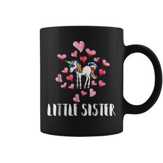 Little Sister Cute Retro Rainbow Unicorn Sisters Coffee Mug | Mazezy