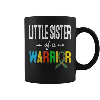 Little Sister Of A Warrior Autism Awareness Support Coffee Mug | Mazezy
