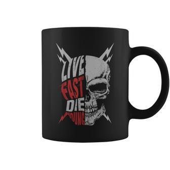 Live Fast Die Young Vintage Distressed Motorcycle T Coffee Mug | Mazezy