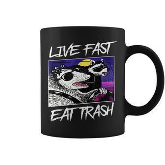 Live Fast Eat Trash Panda Raccoon Opossum Enthusiasts Coffee Mug - Seseable