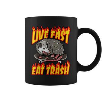 Live Fast Eat Trash Possum Vintage Funny Skateboard Opossum Coffee Mug - Seseable