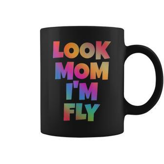 Look Mom Im Fly Hip Hop Style Rainbow Letters Aesthetic Coffee Mug | Seseable UK