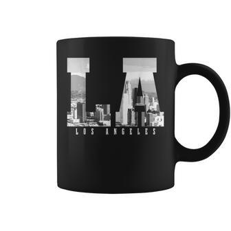 Los Angeles California La Skyline Pride Black White Vintage Coffee Mug | Mazezy