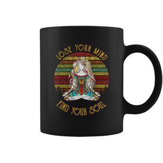 Lose Your Mind Find Your Soul Yoga Vintage Hippi Girl T-Shirt Coffee Mug - Thegiftio UK