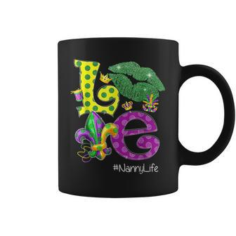 Love Green Lips Nanny Life Mardi Gras Cardival Parade Fleur Coffee Mug - Seseable