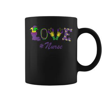 Love Nurse Crawfish Jester Hat Mardi Beads Nursing Lover Coffee Mug - Seseable