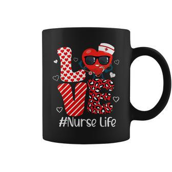 Love Nurse Life Valentines Day Heart Nursing Scrub Er Coffee Mug - Thegiftio UK