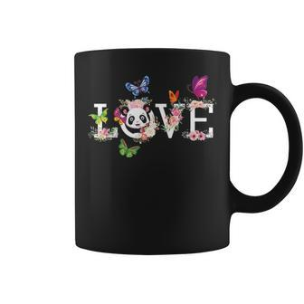 Love Panda Bear Flower Butterfly Cute Gift For Mom Dad Coffee Mug - Seseable