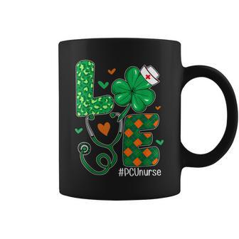 Love Pcu Nurse Life Leopard Shamrock St Patricks Day Coffee Mug - Seseable