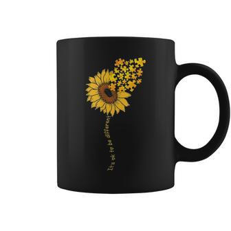 Love Sunflower Puzzle Autism Awareness Mom Daughter Coffee Mug - Seseable