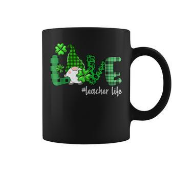 Love Teacher Life Gnome St Patricks Day Shamrock Women Coffee Mug - Seseable