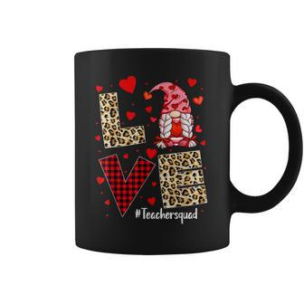 Love Teacher Squad Gnome Hearts Leopard Valentines Teacher Coffee Mug - Seseable