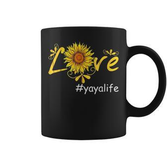 Love Yaya Life Sunflower Funny Yaya Gift For Mom Women Coffee Mug - Seseable