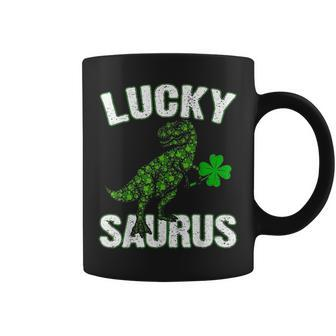 Lucky T Rex Saurus Clovers Shamrock St Patrick Day Gifts Coffee Mug - Seseable