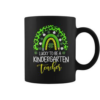 Lucky To Be A Kindergarten Teacher Rainbow St Patricks Day Coffee Mug - Seseable