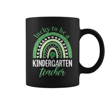 Lucky To Be A Kindergarten Teacher St Patricks Day Leopard Coffee Mug - Seseable