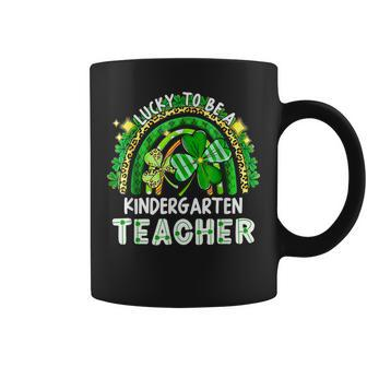 Lucky To Be A Kindergarten Teacher St Patricks Day Rainbow Coffee Mug - Seseable