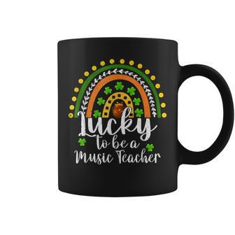 Lucky To Be A Music Teacher Rainbow St Patricks Day Coffee Mug - Seseable