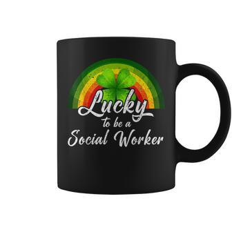 Lucky To Be A Social Worker St Patricks Day Rainbow Gifts Coffee Mug - Seseable