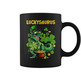 Luckysaurus Irish Leprechaun Dinosaur T Rex St Patricks Day Coffee Mug - Seseable