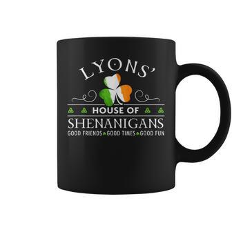 Lyons House Of Shenanigans Irish Family Name Coffee Mug - Seseable