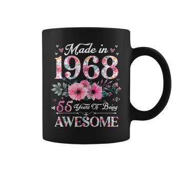 Made In 1968 Floral 55 Years Of Being Awesome 55Th Birthday Coffee Mug - Seseable