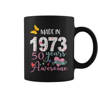 Made In 1973 Floral 50 Year Old 50Th Birthday Gifts Women Coffee Mug - Seseable