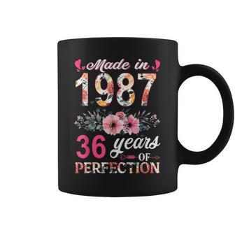 Made In 1987 Floral 36 Year Old 36Th Birthday Gifts Women Coffee Mug - Seseable