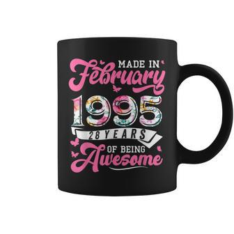 Made In February 1995 Floral 28 Year Old 28Th Birthday Women Coffee Mug - Seseable