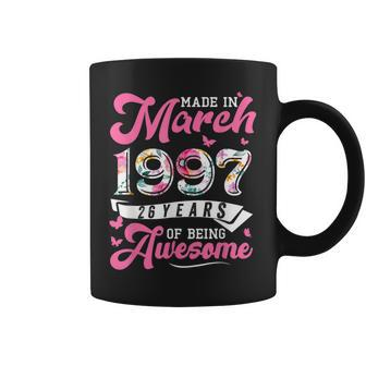 Made In March 1997 Floral 26 Year Old 26Th Birthday Women Coffee Mug - Seseable