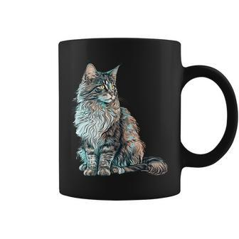 Maine Coon Cat Breed Colorful Mom Lady Coffee Mug | Mazezy