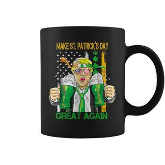 Make St Patricks Day Great Again Funny Trump Shamrock Beer Coffee Mug - Seseable