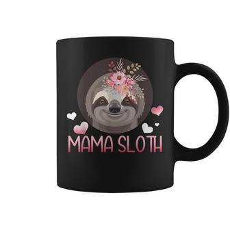 Mama Sloth Flowers Funny Mom Grandma Sloth Mothers Day Coffee Mug | Mazezy
