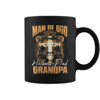 Man Of God Lion Husband Dad Grandpa Christian Fathers Day Coffee Mug - Seseable