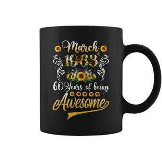 March 1963 Sunflower 60 Year Old 60Th Birthday Gifts Women Coffee Mug - Seseable