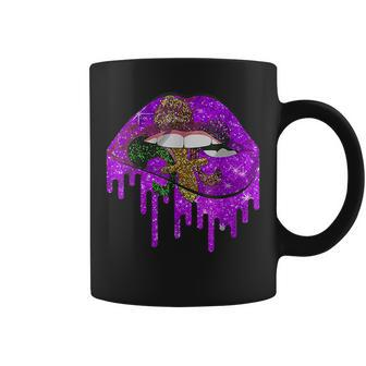 Mardi Gras Carnival Costume Purple Fleur De Is Lips V2 Coffee Mug - Seseable
