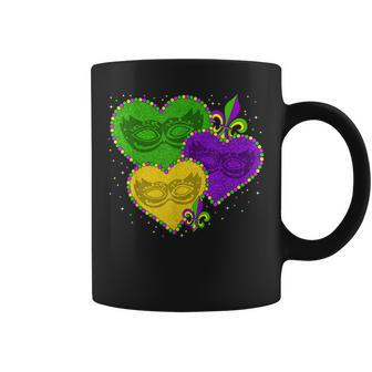 Mardi Gras Heart Fleur-De-Lys Symbol Funny Mardi Gras Coffee Mug - Seseable