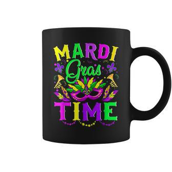 Mardi Gras Time Feathered Krewes Mask Funny Mardi Gras Coffee Mug - Seseable